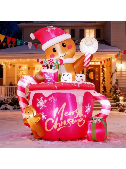6FT Christmas Inflatable Gingerbread Man with LED ...